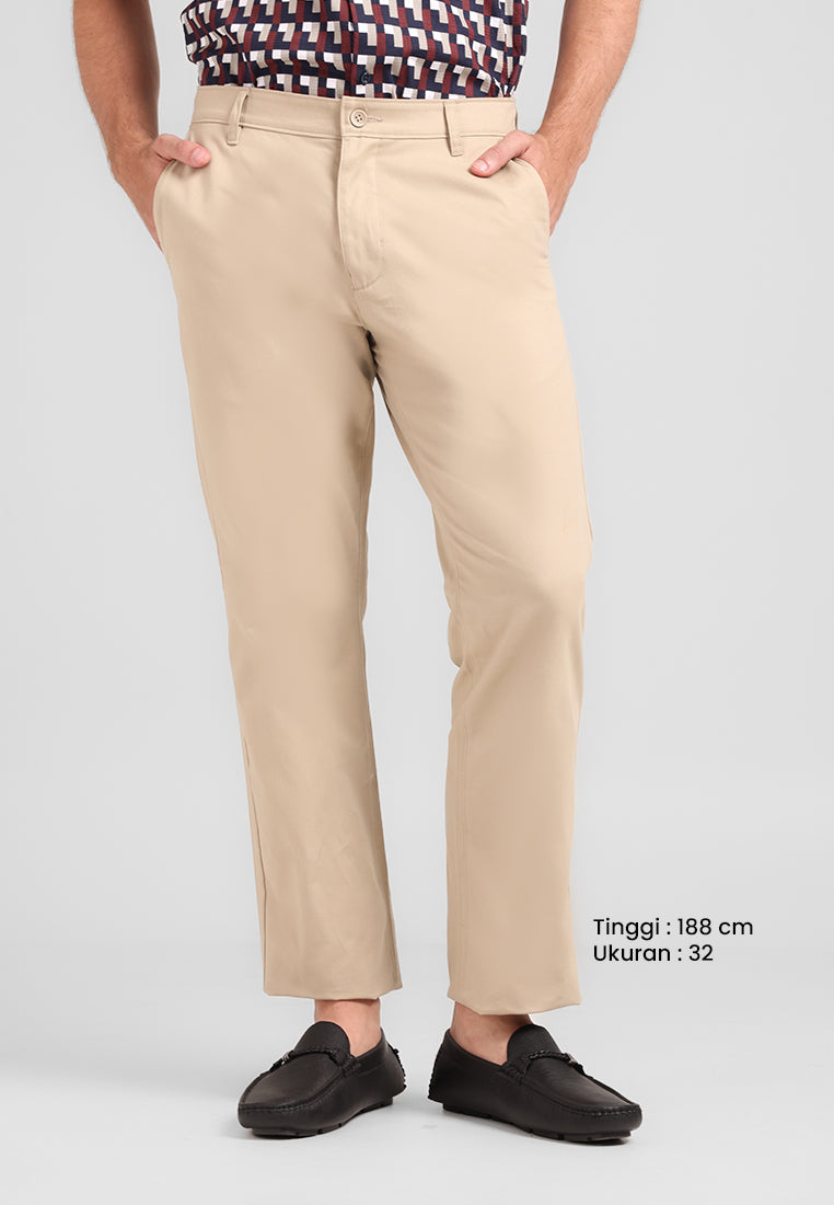 MANZONE - Celana Panjang Pria Chinos Reguler Fit Menno 1 - Khaki