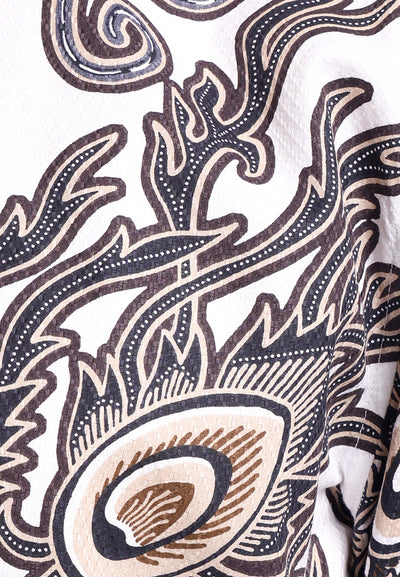 MANZONE - Kemeja Batik Lengan Pendek Pria Parama Slim Fit - White