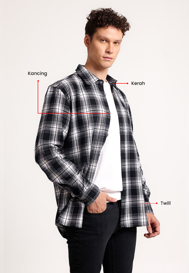 MANZONE - Kemeja Lengan Panjang Pria Riley Comfort Fit - Black