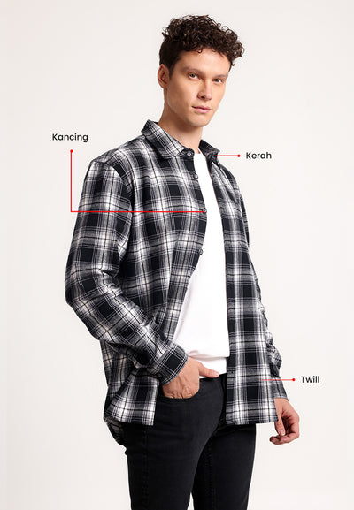 MANZONE - Kemeja Lengan Panjang Pria Riley Comfort Fit - Black