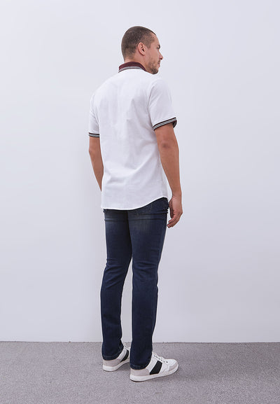 MANZONE - Kemeja Oxford Lengan Pendek Pria Turner Slim Fit - White