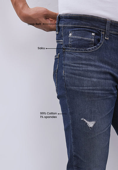 MANZONE - Celana Panjang Denim Pria Xavier Slim Fit - Blue Light