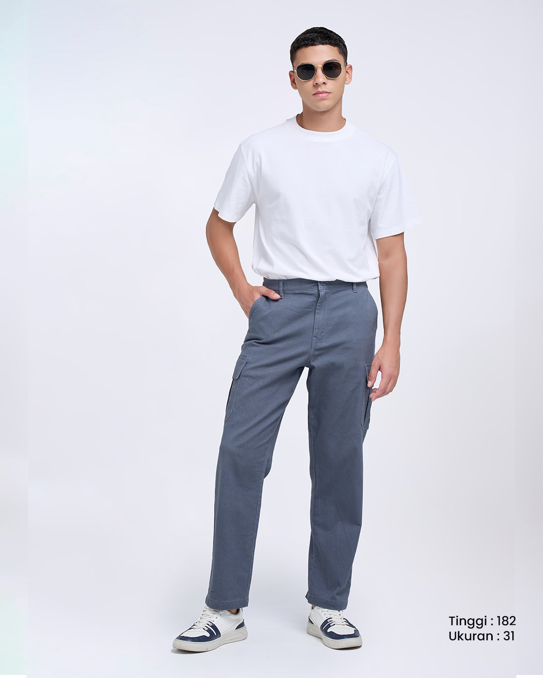 MANZONE - Celana Panjang Cargo Pria Bosila 2 - Blue