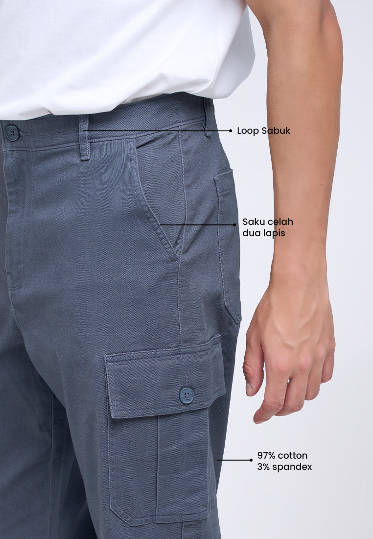 MANZONE - Celana Panjang Cargo Pria Bosila 2 - Blue