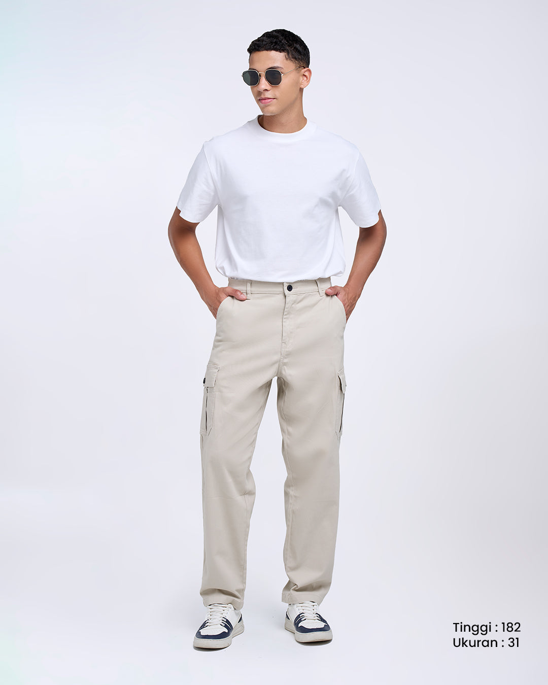 MANZONE - Celana Panjang Cargo Pria Bosila 3 - Beige