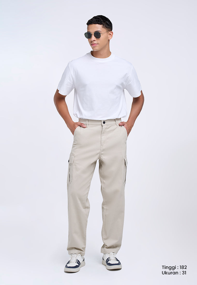 MANZONE - Celana Panjang Cargo Pria Bosila 3 - Beige