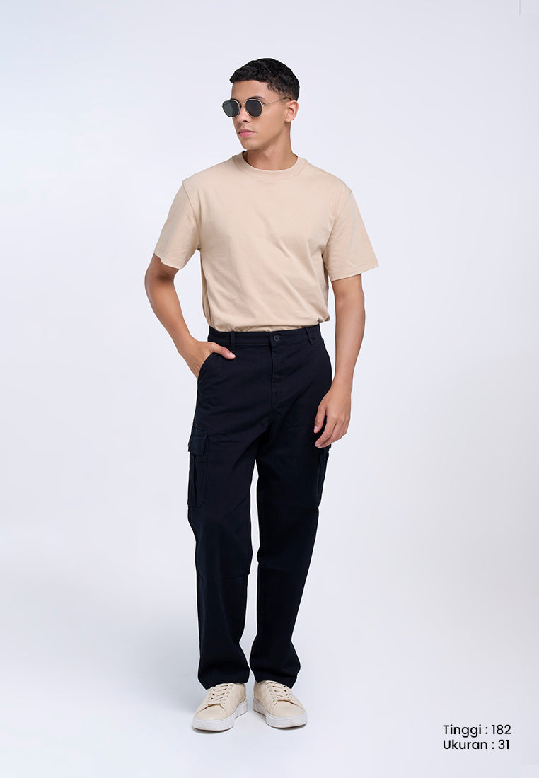 MANZONE - Celana Panjang Cargo Pria Bosila 4 - Black