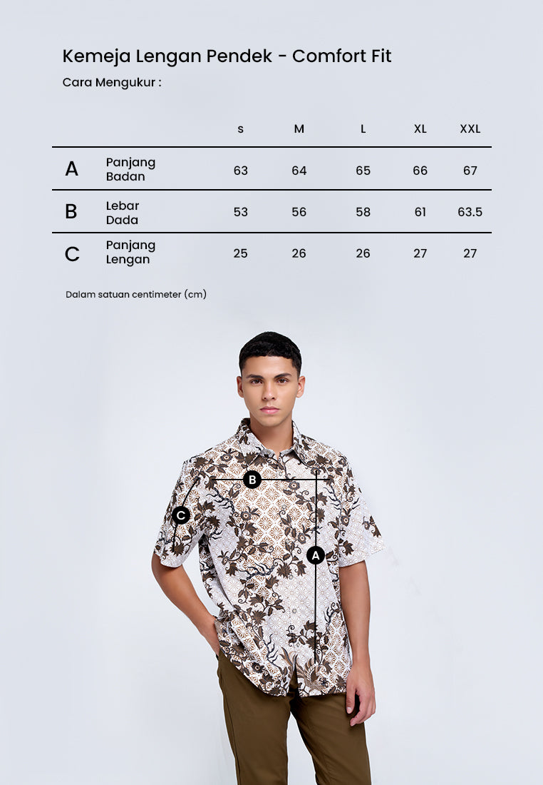 MANZONE - Kemeja Batik Lengan Pendek Pria Cakrayudha 05 Comfort Fit - Navy