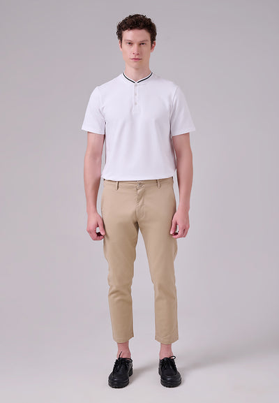MANZONE - Celana Panjang Ankle Pria Crumbs 3 Relaxed Fit - Beige