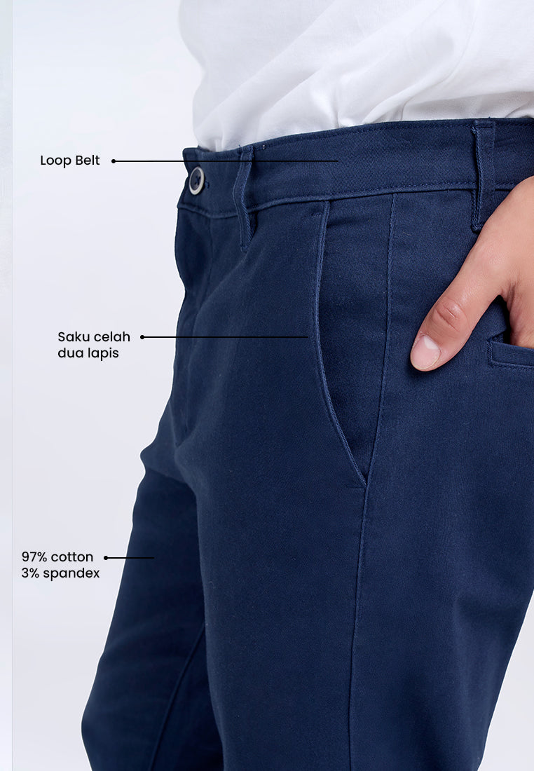 MANZONE - Celana Panjang Ankle Pria Crumbs 5 Relaxed Fit - Navy