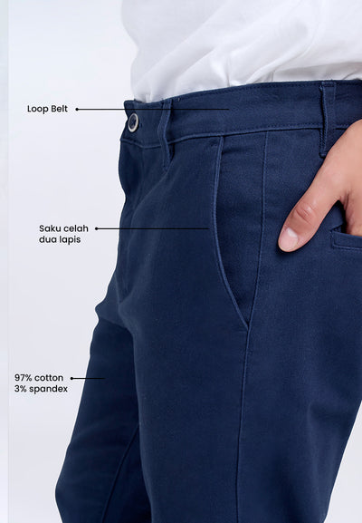 MANZONE - Celana Panjang Ankle Pria Crumbs 5 Relaxed Fit - Navy