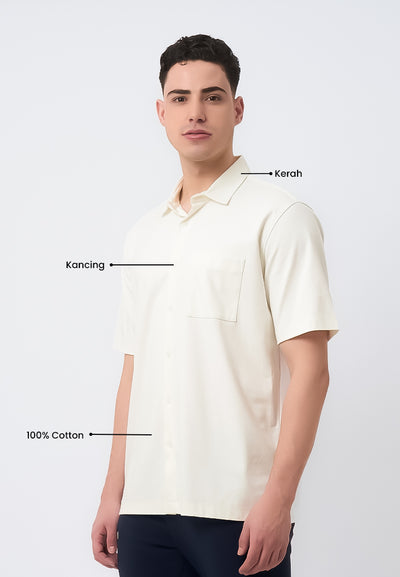 MANZONE - Kemeja Lengan Pendek Interclock Pria Hubner 1 Comfort Fit - White