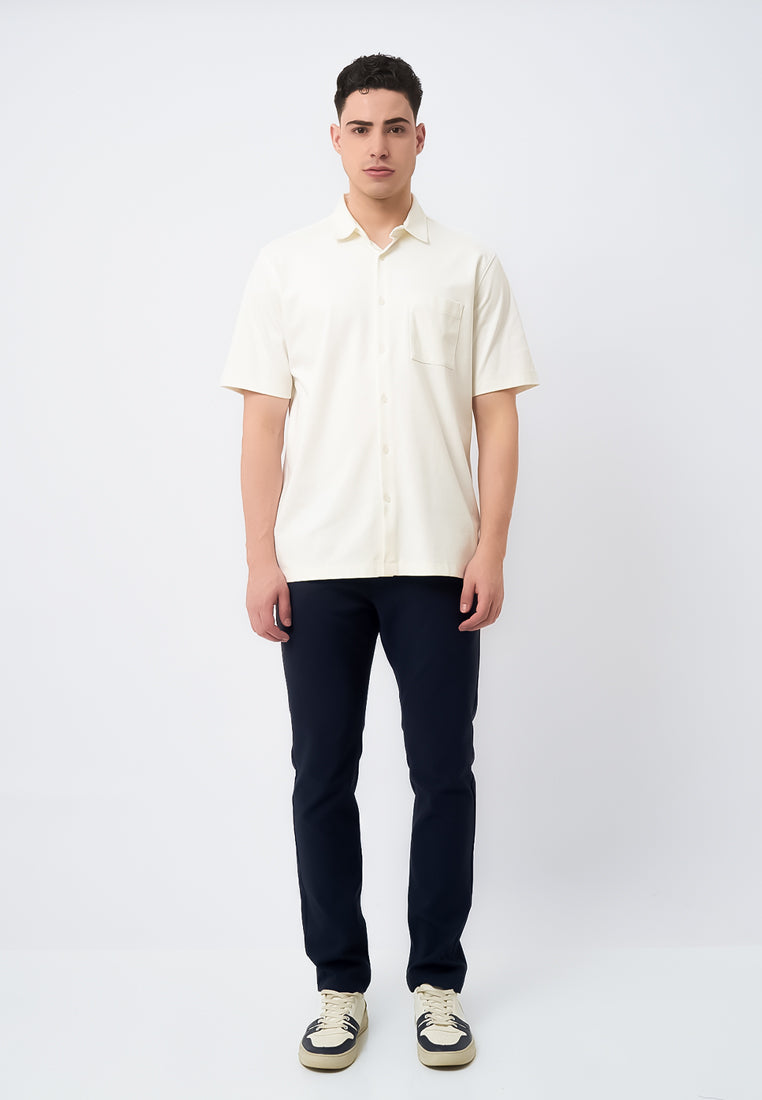 MANZONE - Kemeja Lengan Pendek Interclock Pria Hubner 1 Comfort Fit - White