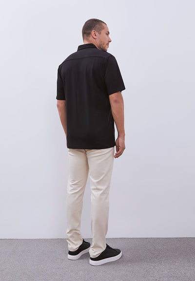 MANZONE - Kemeja Lengan Pendek Interclock Pria Hubner 4 Comfort Fit - Black