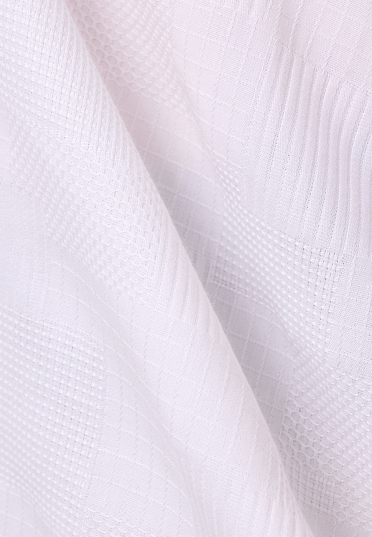 MANZONE - Kemeja Dobby Lengan Pendek Pria Janis Comfort Fit - White