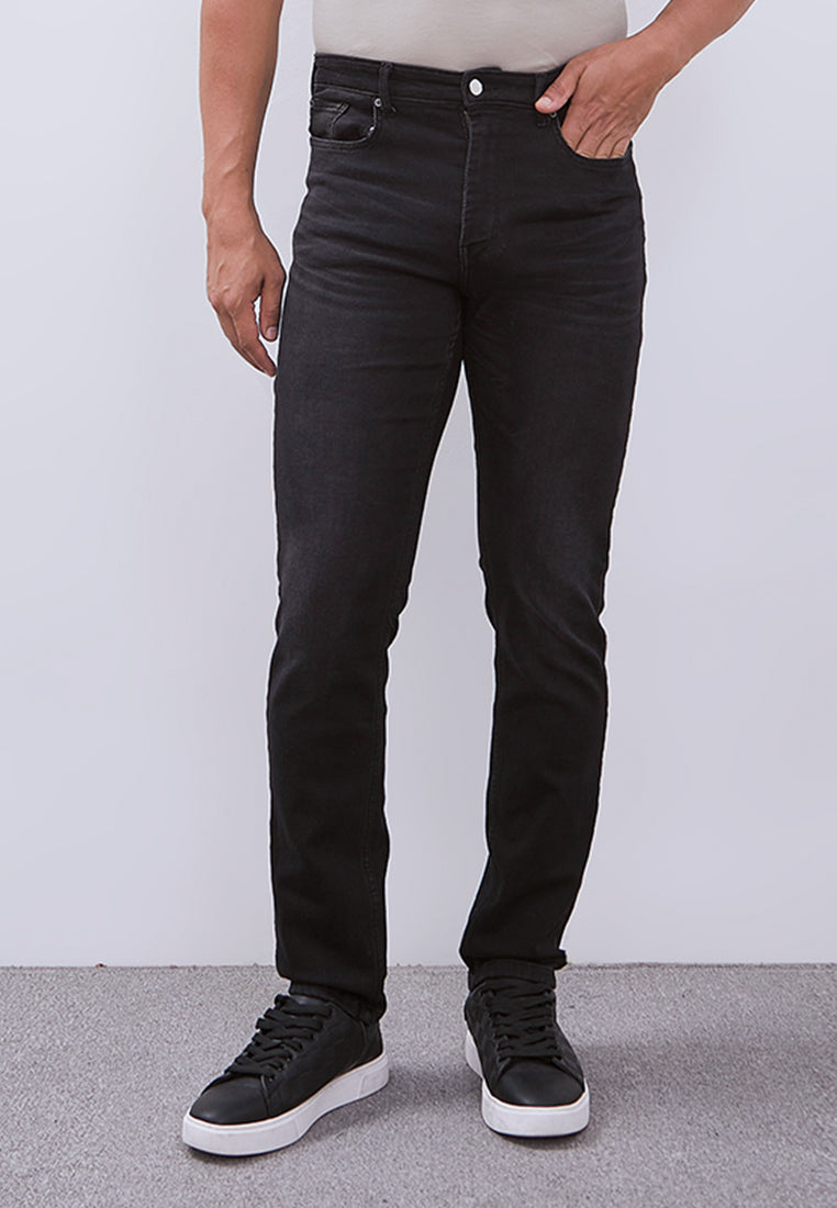 MANZONE - Celana Panjang Denim Pria Kmell 1 Pria Slim Fit - Black