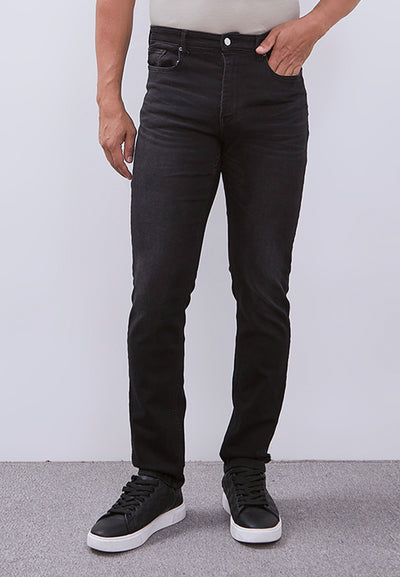 MANZONE - Celana Panjang Denim Pria Kmell 1 Pria Slim Fit - Black