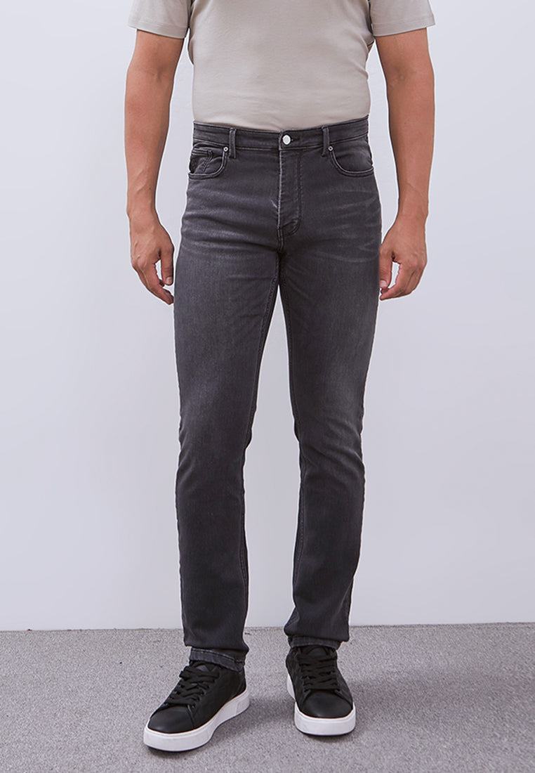 MANZONE - Celana Panjang Denim Pria Kmell 2 Pria Slim Fit - Dark Grey