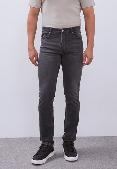 MANZONE - Celana Panjang Denim Pria Kmell 2 Pria Slim Fit - Dark Grey