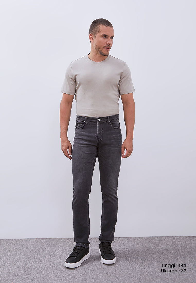 MANZONE - Celana Panjang Denim Pria Kmell 3 Pria Slim Fit - Grey