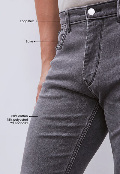 MANZONE - Celana Panjang Denim Pria Kmell 3 Pria Slim Fit - Grey