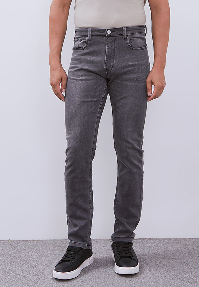 MANZONE - Celana Panjang Denim Pria Kmell 3 Pria Slim Fit - Grey