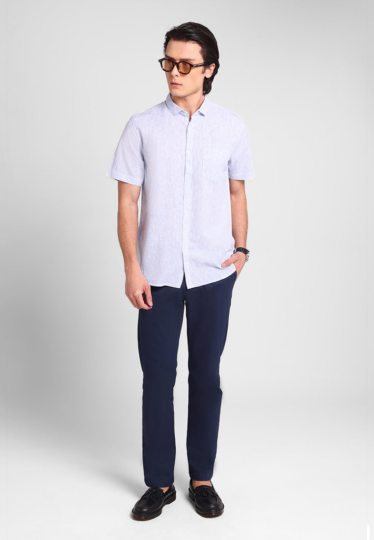 MANZONE - Kemeja Lengan Pendek Pria Maliq 2 Modern Fit - Blue