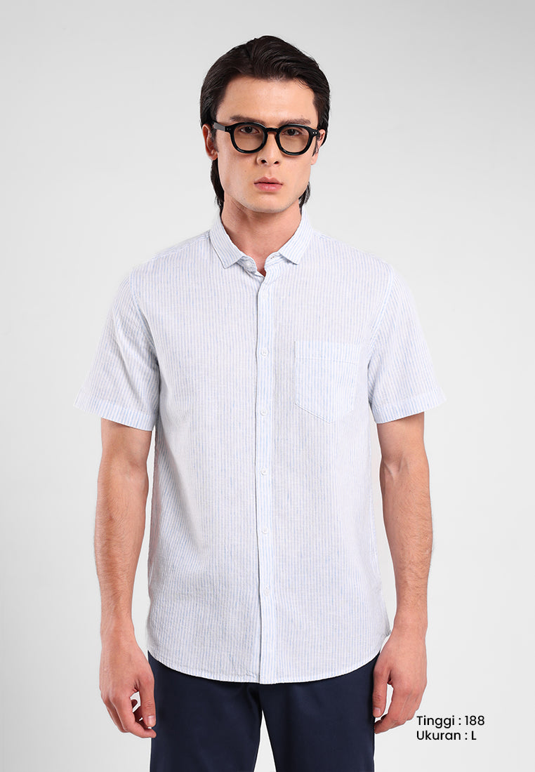 MANZONE - Kemeja Lengan Pendek Pria Maliq 3 Modern Fit - Green