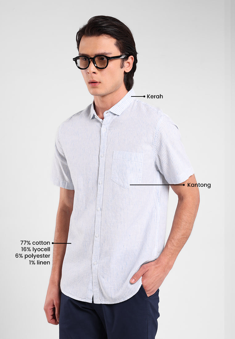 MANZONE - Kemeja Lengan Pendek Pria Maliq 3 Modern Fit - Green