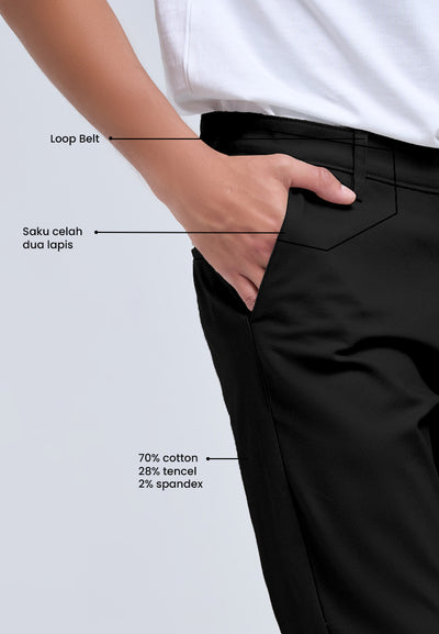 MANZONE - Celana Panjang Chinos Pria Morris 6 Slim Fit - Black