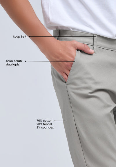 MANZONE - Celana Panjang Chinos Pria Morris 2 Slim Fit - Light Grey