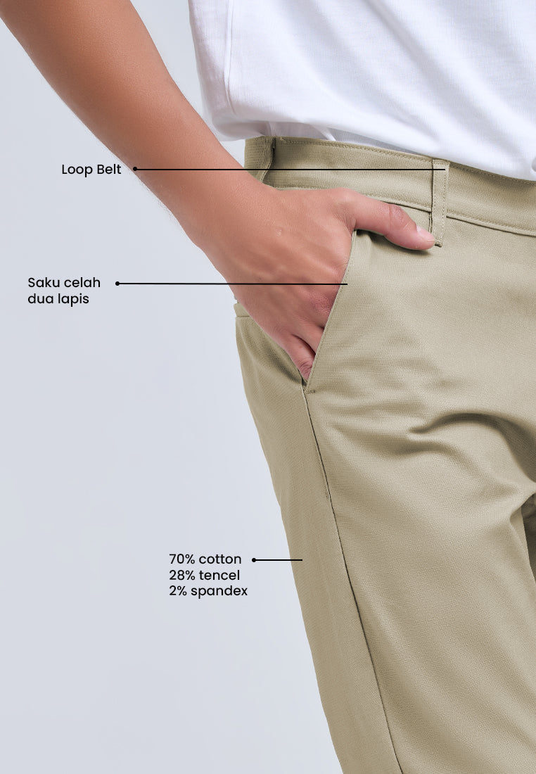 MANZONE - Celana Panjang Chinos Pria Morris 3 Slim Fit - Beige