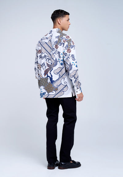 MANZONE - Kemeja Batik Lengan Panjang Pria Subadra Comfort Fit - White