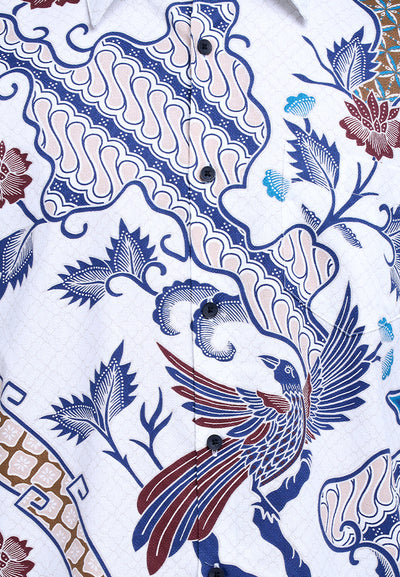 MANZONE - Kemeja Batik Lengan Panjang Pria Subadra Comfort Fit - White