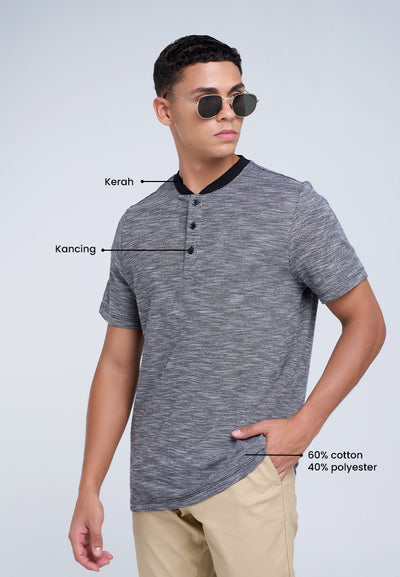 MANZONE - Polo Shirt Lengan Pendek Pria Teoh 1 Slim Fit - Black