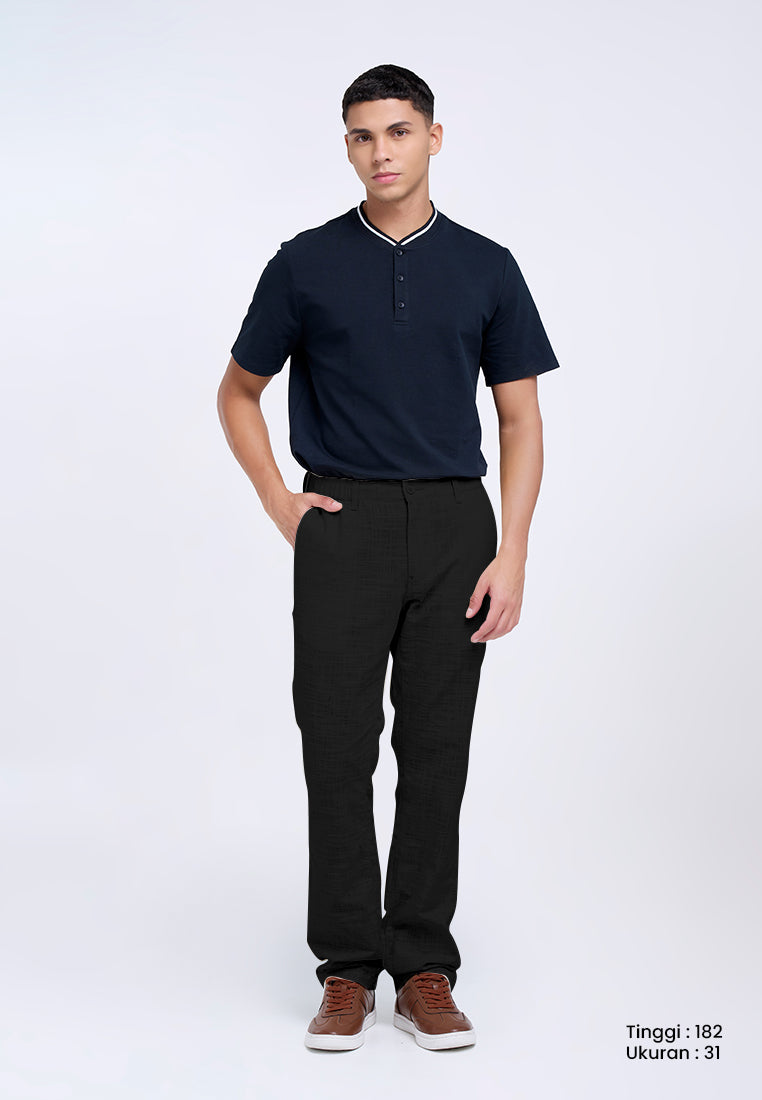 MANZONE - Celana Panjang Pria Tran 1 Reguler Fit - Black