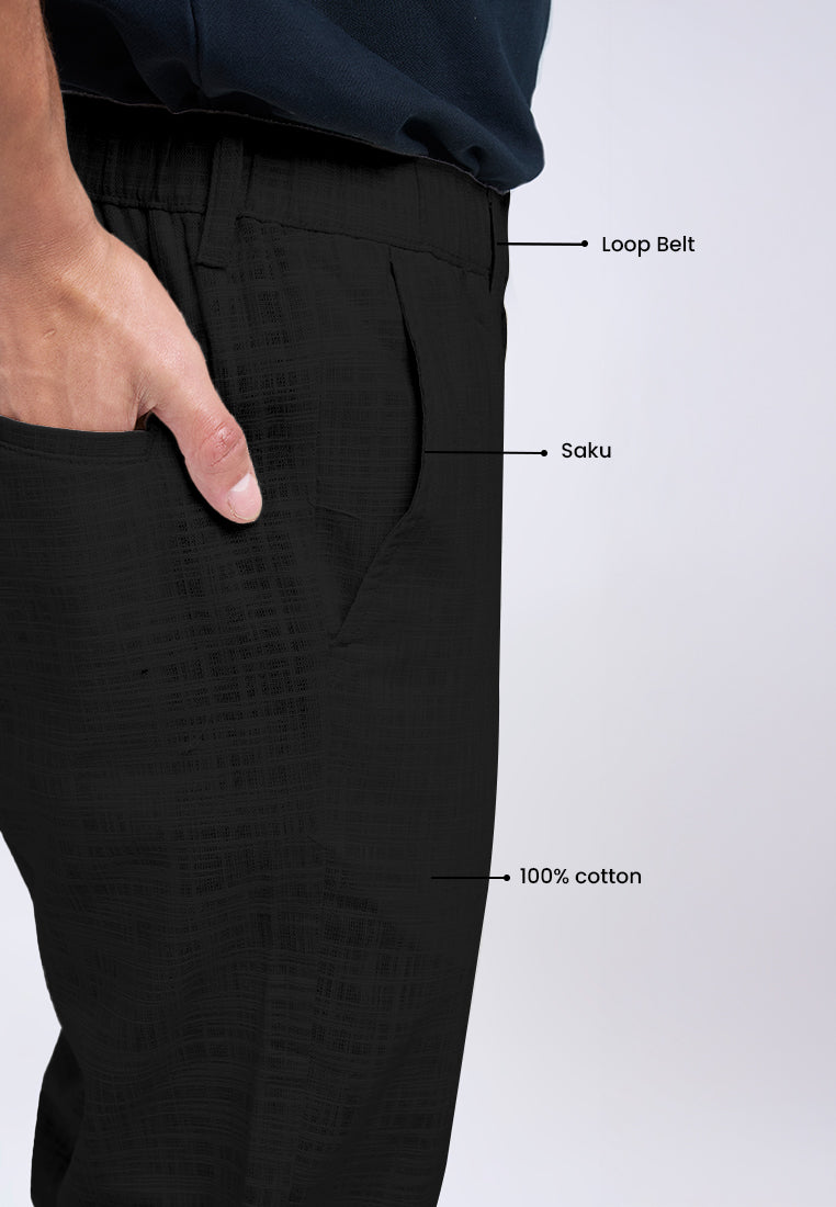 MANZONE - Celana Panjang Pria Tran 1 Reguler Fit - Black