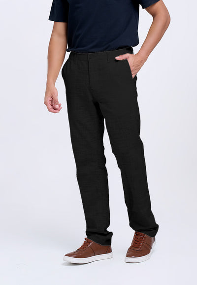 MANZONE - Celana Panjang Pria Tran 1 Reguler Fit - Black
