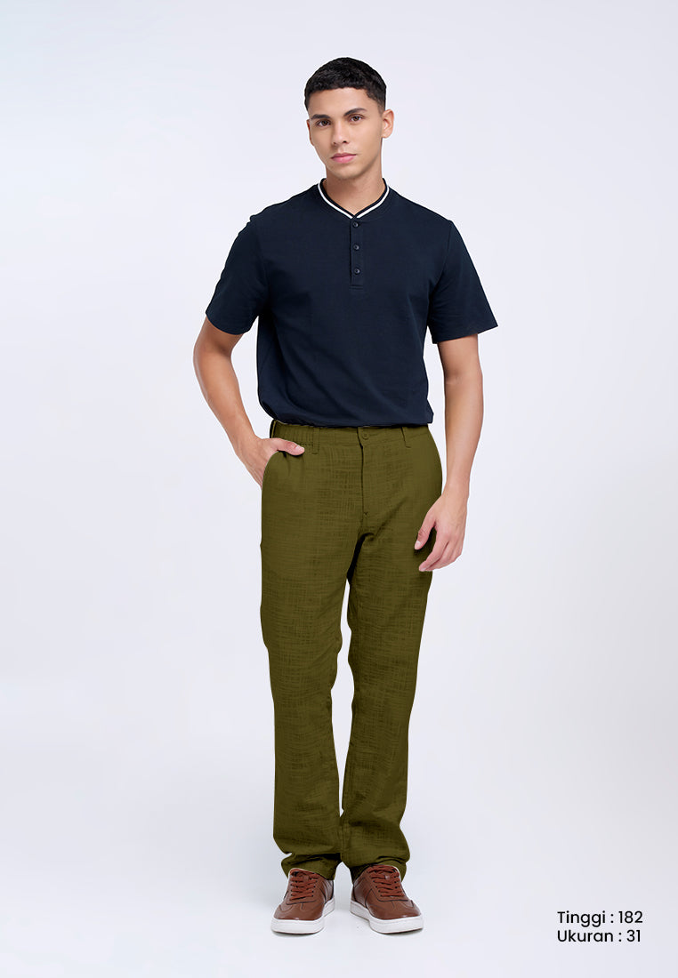MANZONE - Celana Panjang Pria Tran 2 Reguler Fit - Olive