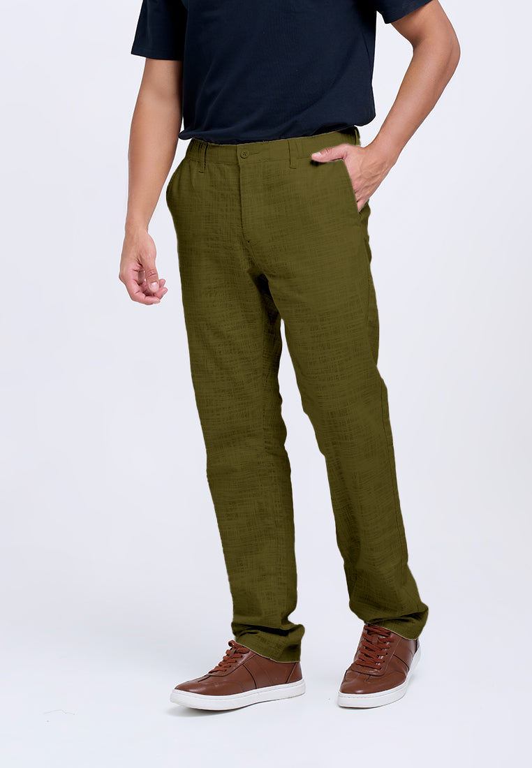 MANZONE - Celana Panjang Pria Tran 2 Reguler Fit - Olive