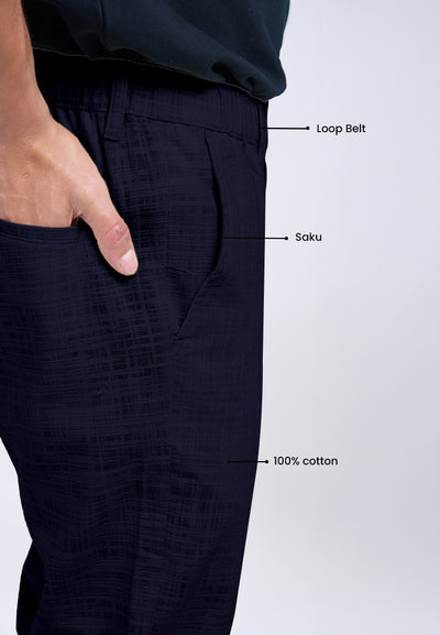 MANZONE - Celana Panjang Pria Tran 5 Reguler Fit - Navy