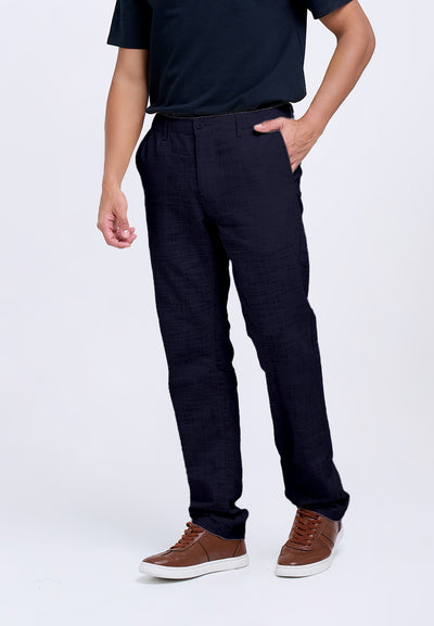 MANZONE - Celana Panjang Pria Tran 5 Reguler Fit - Navy