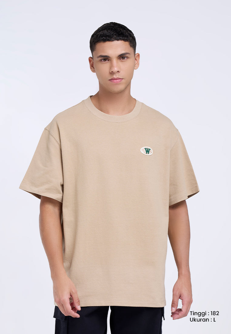 MANZONE - Kaos Lengan Pendek Pria Wisdom Relaxed Fit - Beige