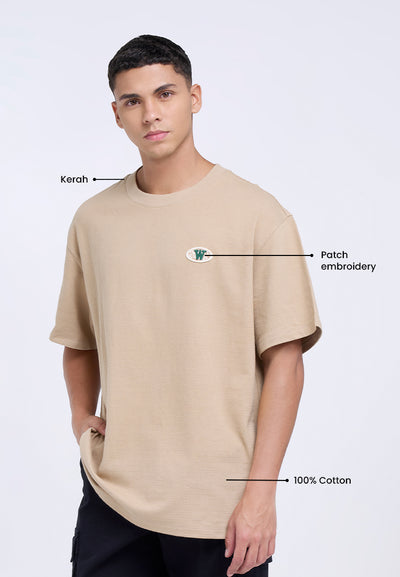 MANZONE - Kaos Lengan Pendek Pria Wisdom Relaxed Fit - Beige