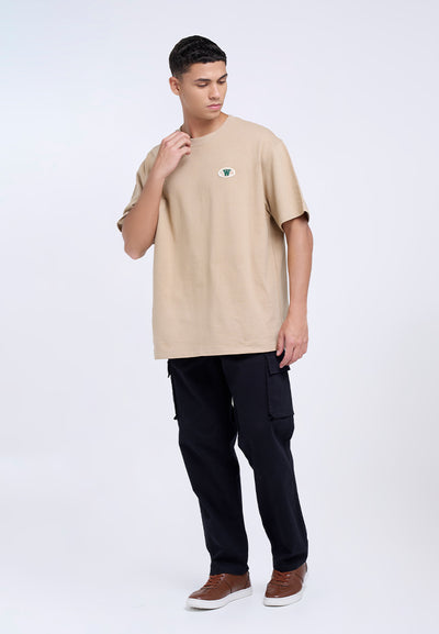 MANZONE - Kaos Lengan Pendek Pria Wisdom Relaxed Fit - Beige