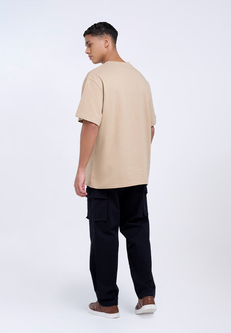 MANZONE - Kaos Lengan Pendek Pria Wisdom Relaxed Fit - Beige