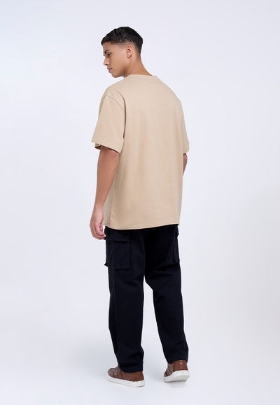 MANZONE - Kaos Lengan Pendek Pria Wisdom Relaxed Fit - Beige