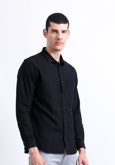 Manzone Kemeja Lengan Panjang Pria Slim Fit Foxy- Black