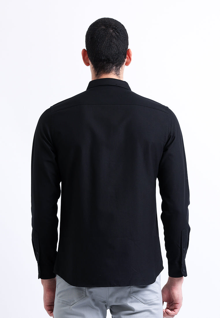 Manzone Kemeja Lengan Panjang Pria Slim Fit Foxy- Black