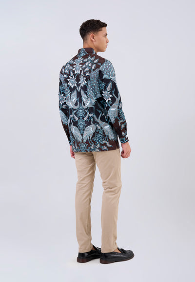 MANZONE - Kemeja Batik Lengan Panjang Pria Bagra Modern Fit - Black